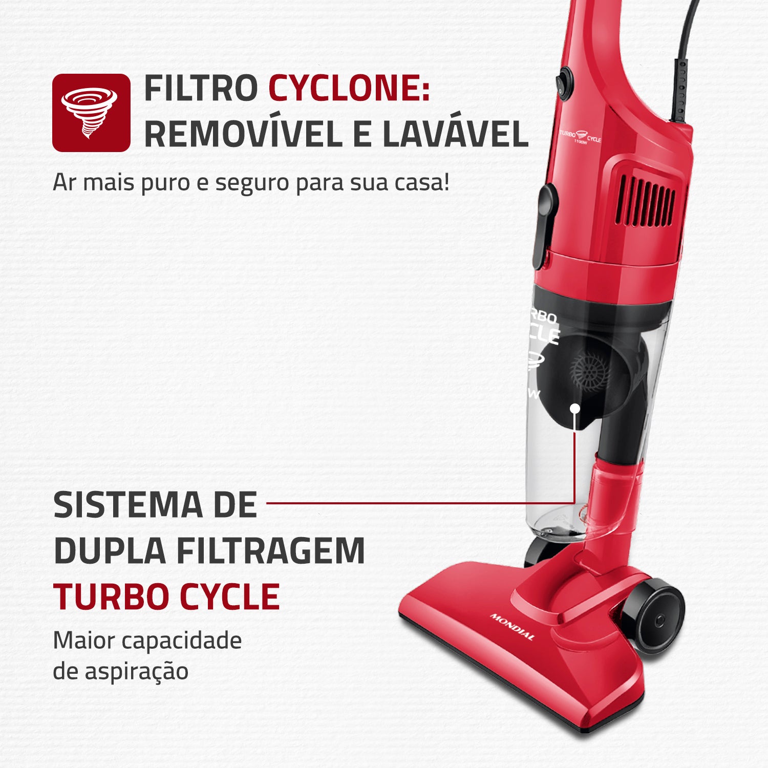 Aspirador De Pó Mondial Pórtatil Vertical AP-36 Turbo Cycle 1100w Aspirador De Pó Mondial Pórtatil Vertical AP-36 Turbo Cycle 1100w